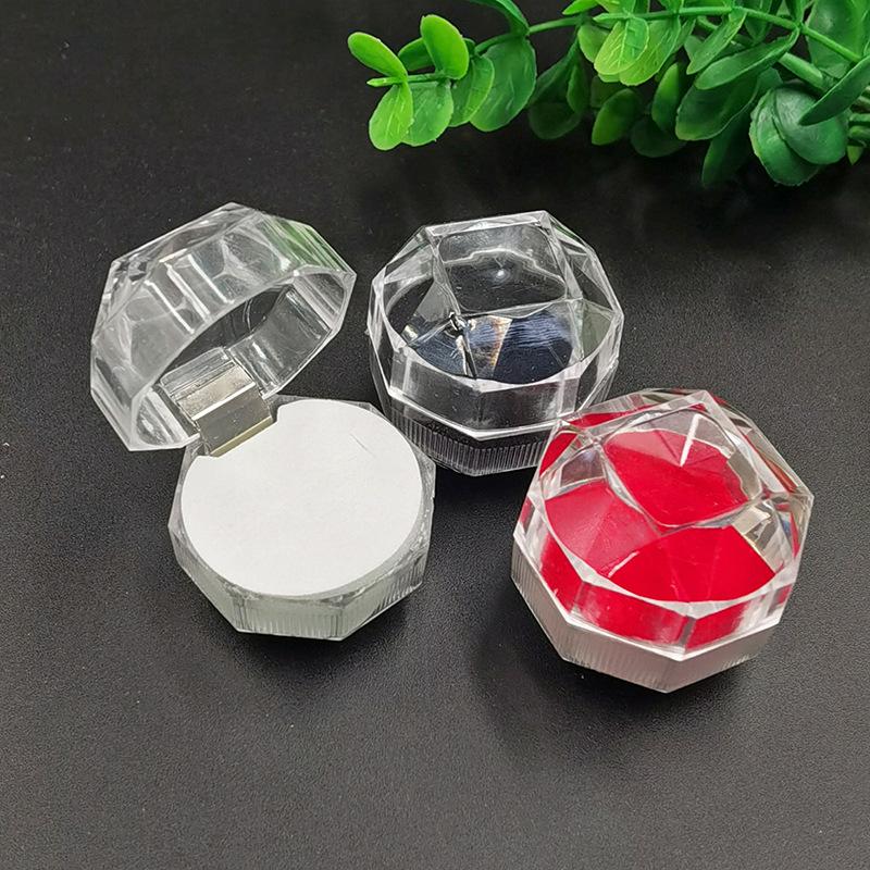 Flip transparent crystal box, small star anise ring stud earrings, acrylic jewelry storage box.