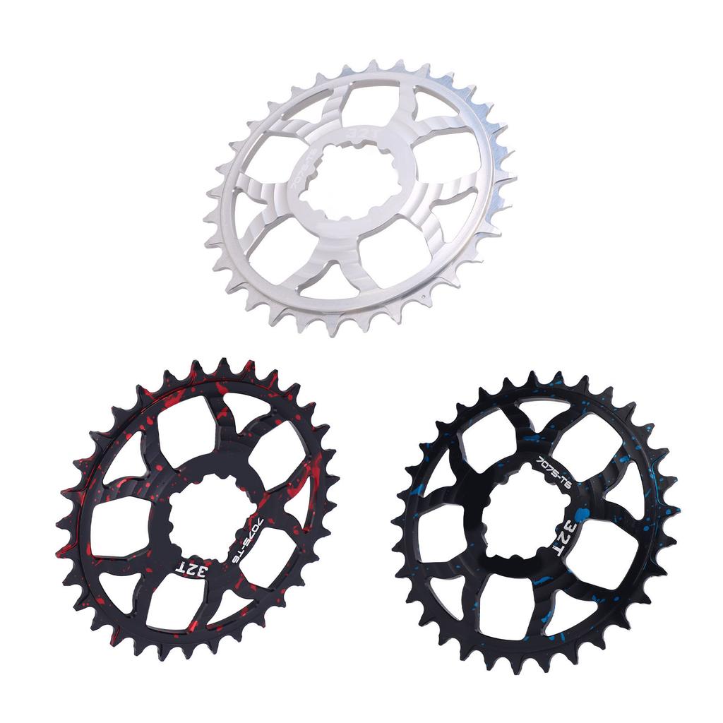 Bike Chainring 32T Round Chainwheel Hollow Aluminium Alloy Single Chain Ring Positive and Negative T