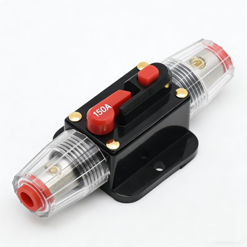Automotive Marine Manual Reset Circuit Breaker 20-150A Waterproof Inline Fuse Holder for DC12V 24V Power Protection