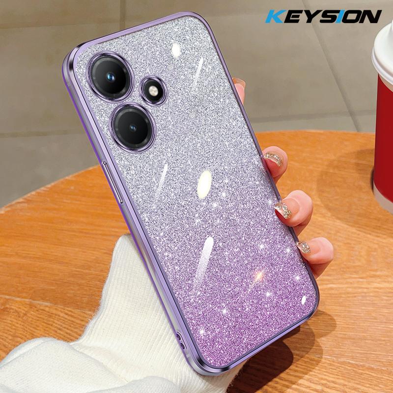 KEYSION Luxury Plating Glitter Phone Case for Infinix Hot 30i 30 Transparent Soft TPU Shockproof Back Cover for Infinix Hot 30 30i