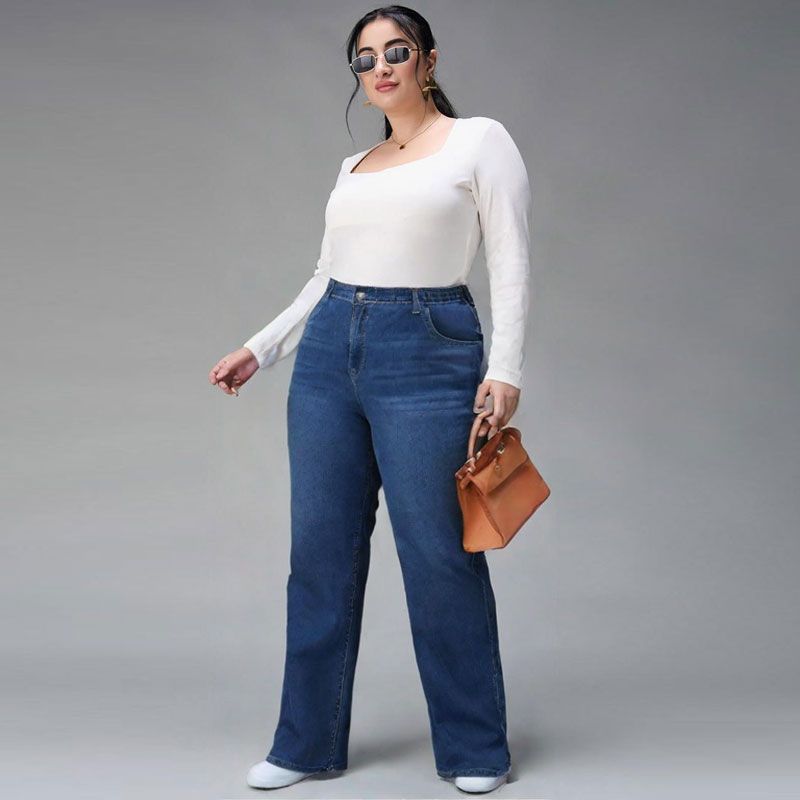 

100.00 кг-150.00 кг Одежда для полных женщин Полная девушка Микроэластичные прямые джинсы Женские 2025 Весенние брюки Маленькие прямые брюки 639 Flaw 28W