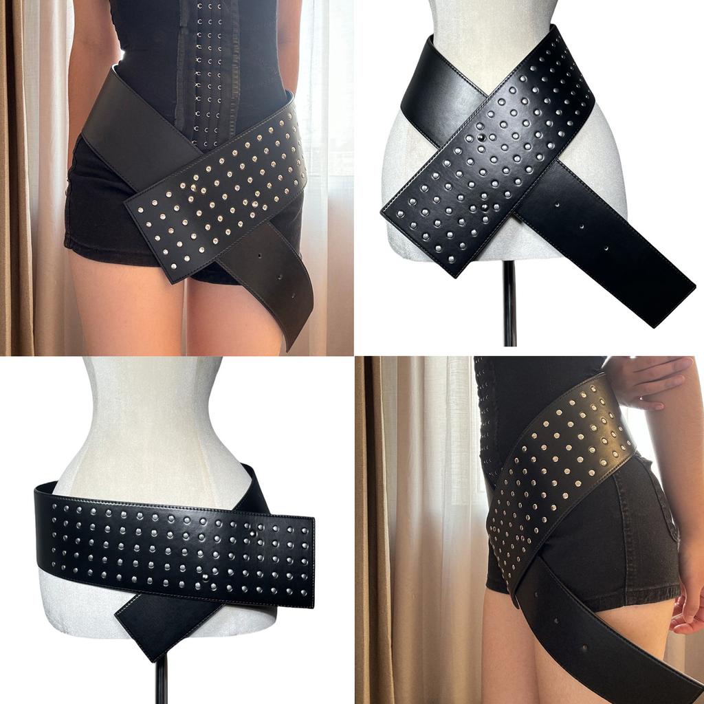 Oversized Waistband Waist Chain Punk Wide Chain Grunge Belt for Women Proms Club Party for Jeans Dresses Studded