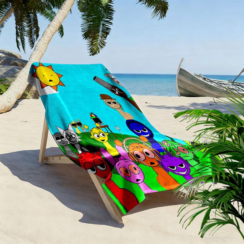 Asciugamano da Spiaggia Sprunki Print, Asciugamano Grande Morbido ad Asciugatura Rapida per Spiaggia Campeggio Nuoto