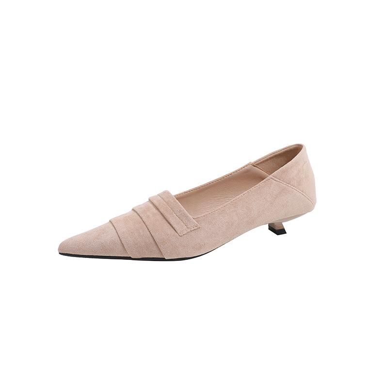 Spring and Summer New Low-heeled Temperament Small Single Shoes, Women Wear Thin-heeled Pointed Deep-mouth Single Shoes