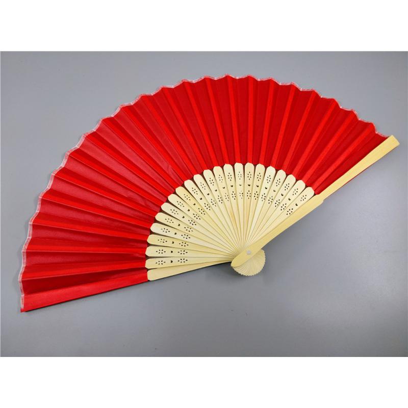 Beige Bamboo and Silk Multi-Color Cloth Fan for Weddings and Gifts