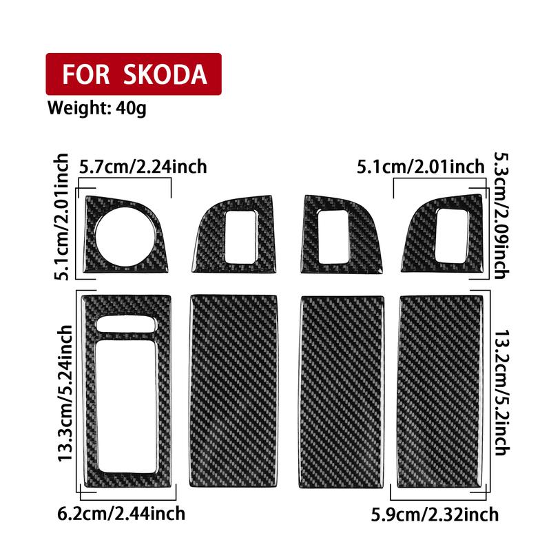For Skoda Octavia 2017- Carbon Fiber Door Window Control Button Panel Frame Car Accessories Interior Decorative Stickers