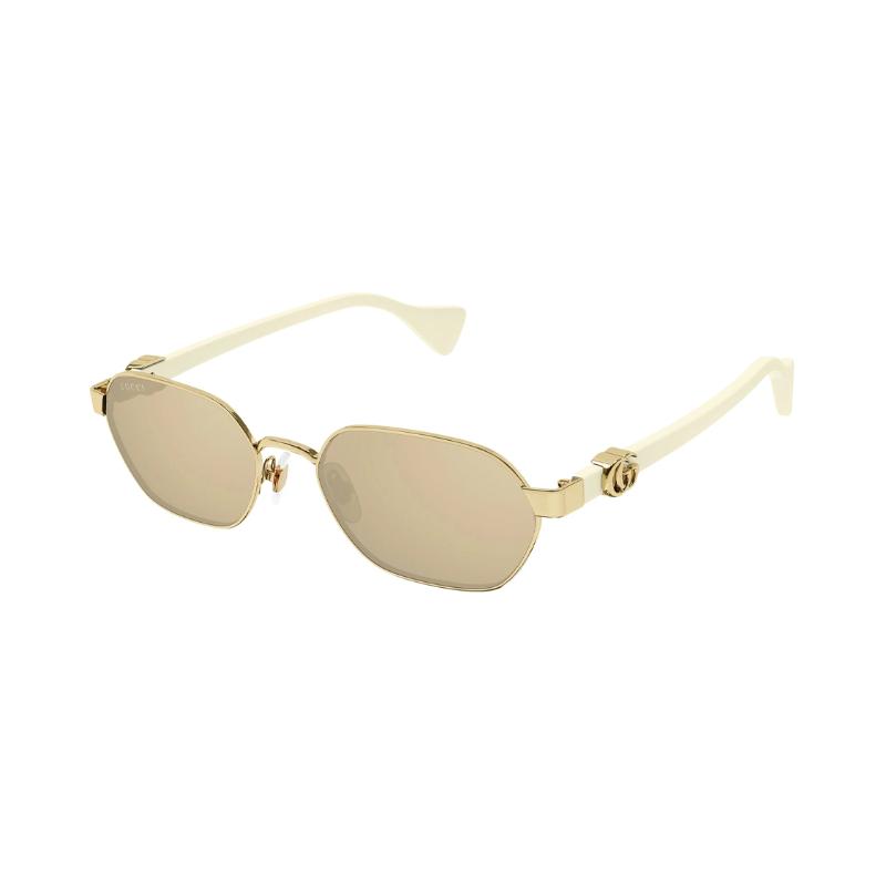 Gucci Decorative Detail Metallic Irregular Sunglasses Men's Gold
