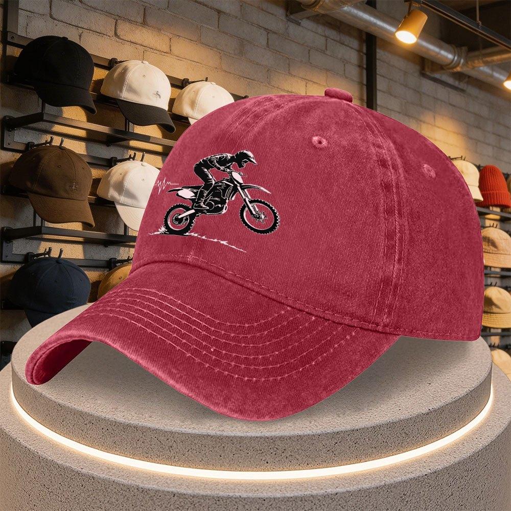 Adjustable Snapback Baseball Cap With Motocross Dirt Rider Print Motorbike Themed Hat Multicolor Hand Washable
