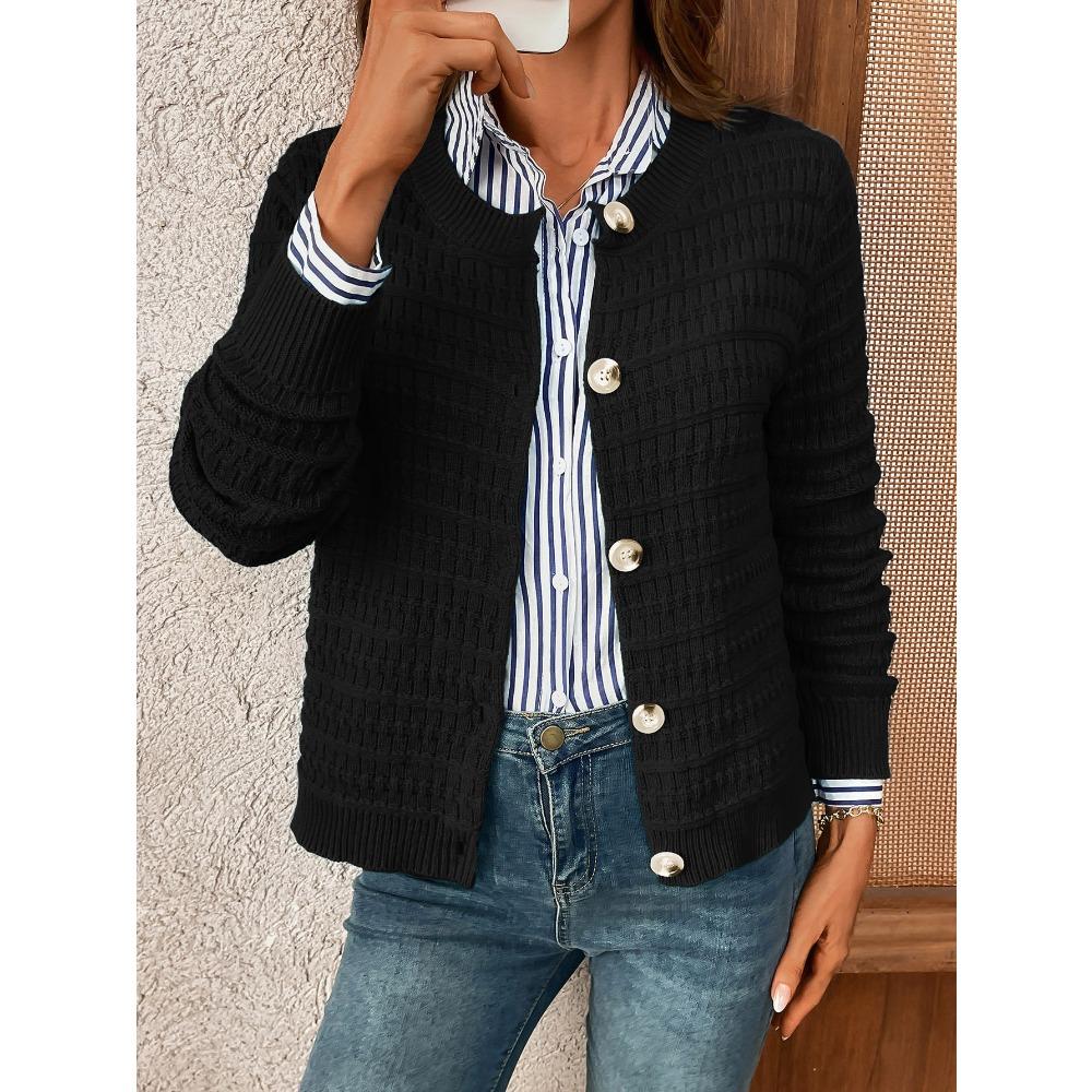 Autumn Solid Color Commuting Knitted Cardigan Jacket Casual Women’s Sweaters