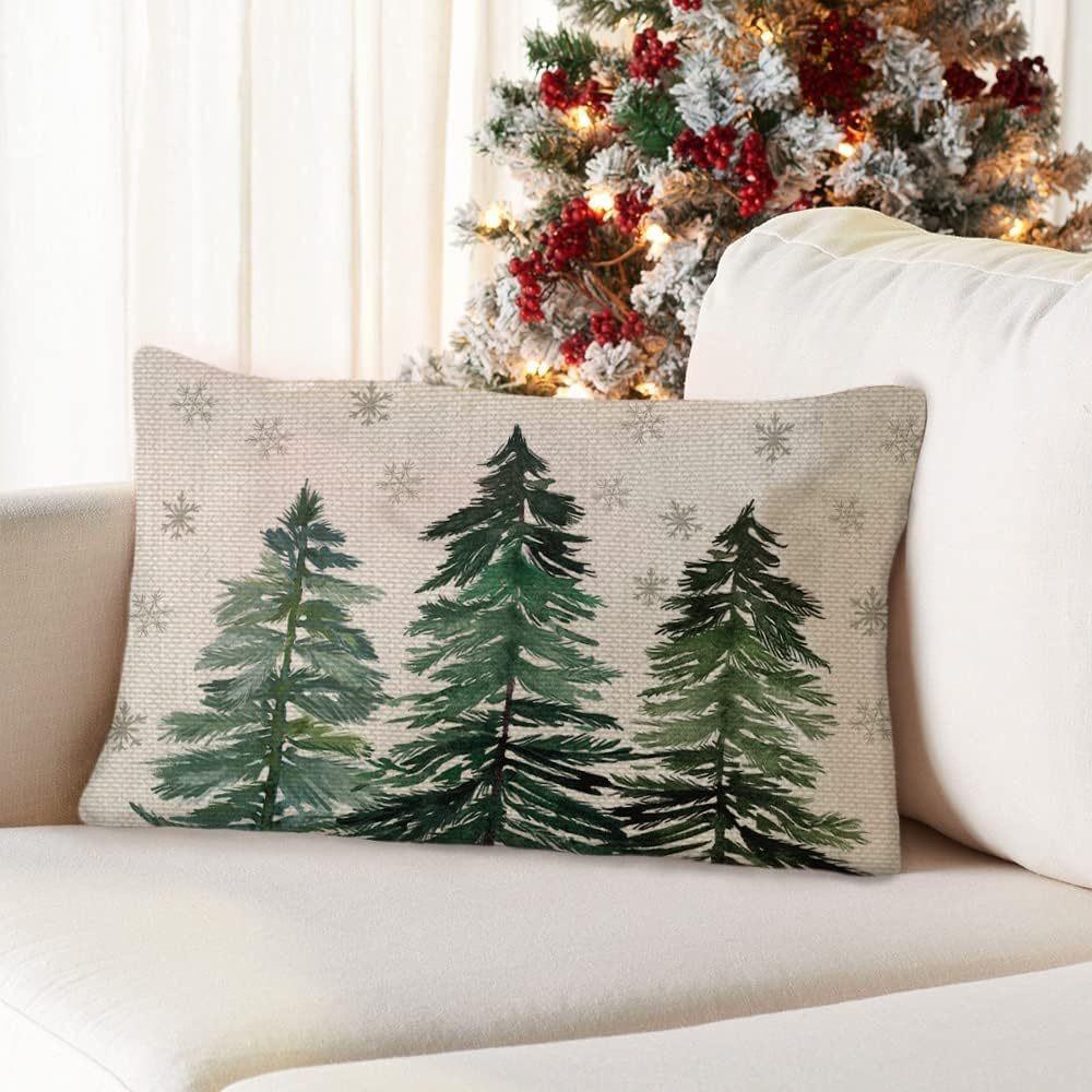 1/2pcs Terylene Decorative Throw Pillow Cover 12*20 Inch Christmas Decorated Pillowcase  Office