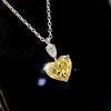 New Gorgeous AAA Heart Cubic Zirconia Bright Yellow Pendant Necklace for Women High-quality Love Necklaces Engagement Jewelry
