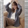 Full River Red Plaid Dachshund Embroidered Miu-style Women's Autumn Loose Long Sleeve Cardigan