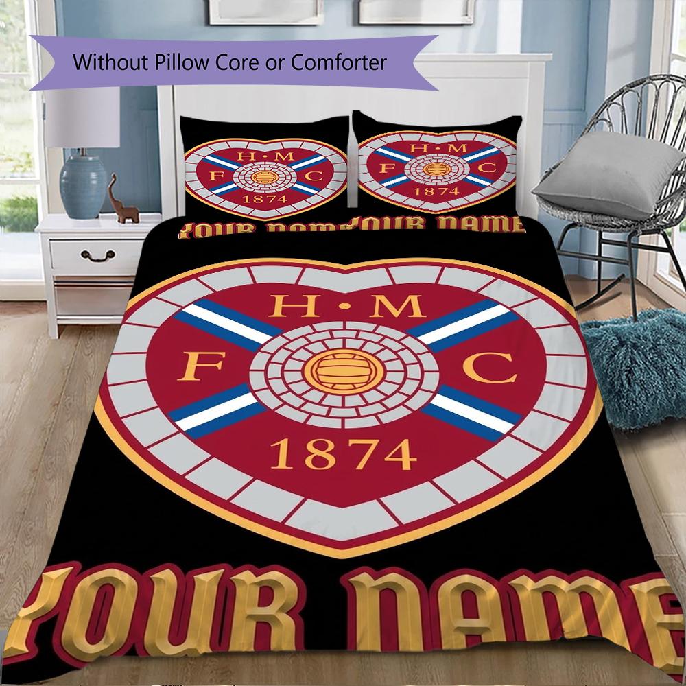 Custom Name Heart of Midlothian Pattern Bedding uilt Set uilt Cover Pillowcase Home Decoration Birthday Gift (1*duvet cover+2*pillowcase without core)