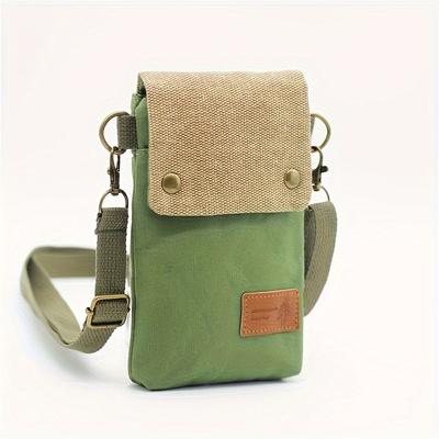 Bolso Cruzado de Color Sólido de 3 Capas para Teléfono Celular Bolso de Tela Simple para Mujer Bolso de Hombro de Moda Cartera para Monedas