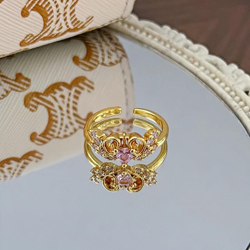 Medieval Vintage Premium Flash Diamond Retro Brushed Wide Version Open Ring Niche Light Luxury Stacked Ring Woman