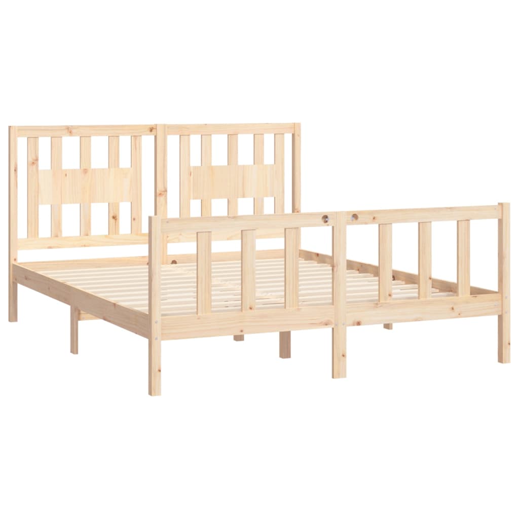 Solid Wood Bed with Headboard Pine 160 X 200 Cm