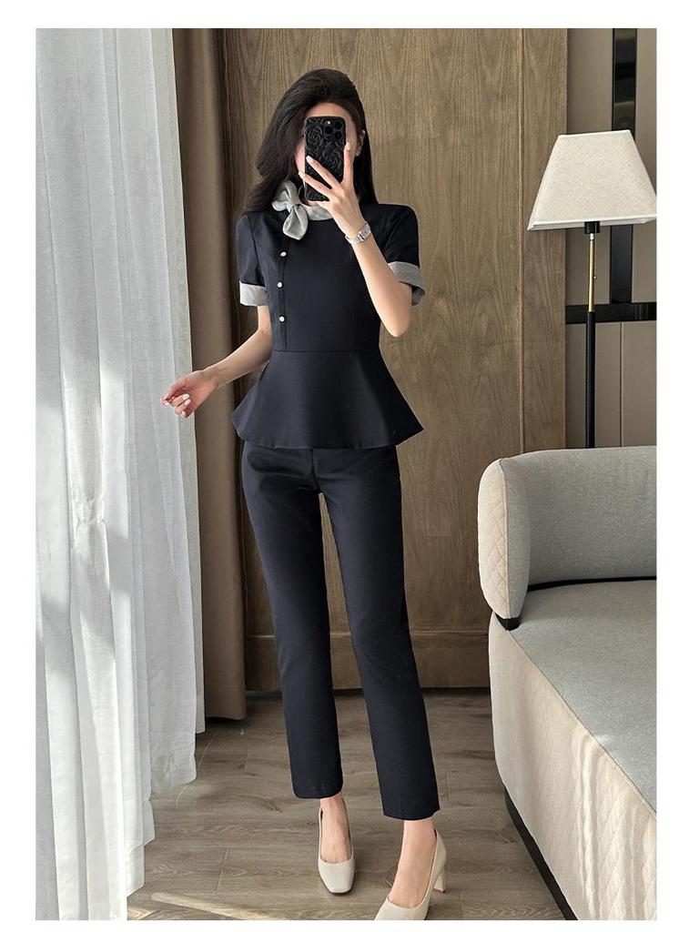 Women's High-End Professional Salon & Hotel Reception Summer Workwear Set