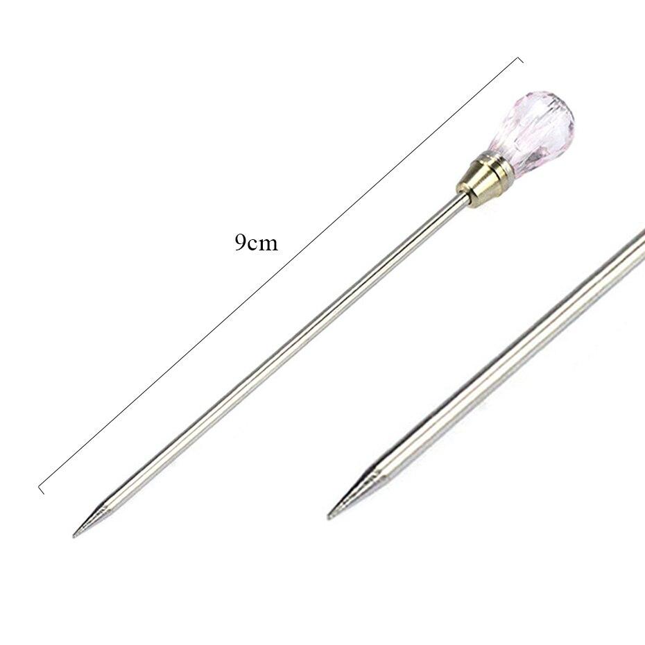 3pcs Stainless Steel Nail Art Stirring Rod Tool Powder Liquid Picking Spoon Crystal Handle Stir Stick for UV Gel Polish