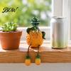 Whimsical Fruit Sculptures Resin Shelf Sitter Figurines with Flexible Dangling Legs, Hanging Edge Statues, Cute Character Desktop Ornaments