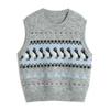 2025 Sweaters Short Vest Autumn Women Flowers Print O-Neck Sweaters Knitting White Sweater