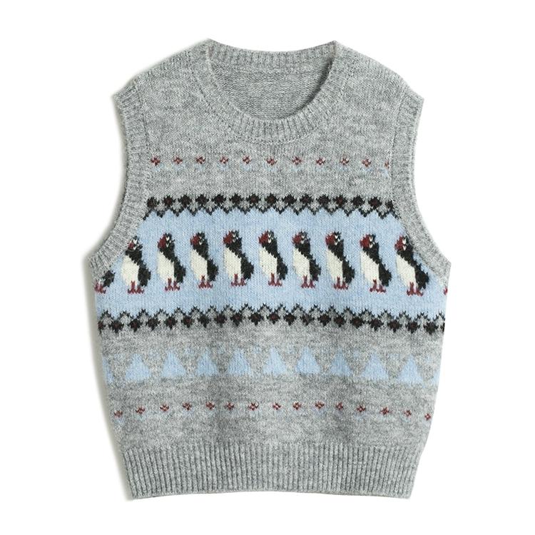 Dimanaf 2025 Sweaters Short Vest Autumn Women Flowers Print O-Neck Sweaters Knitting White Sweater