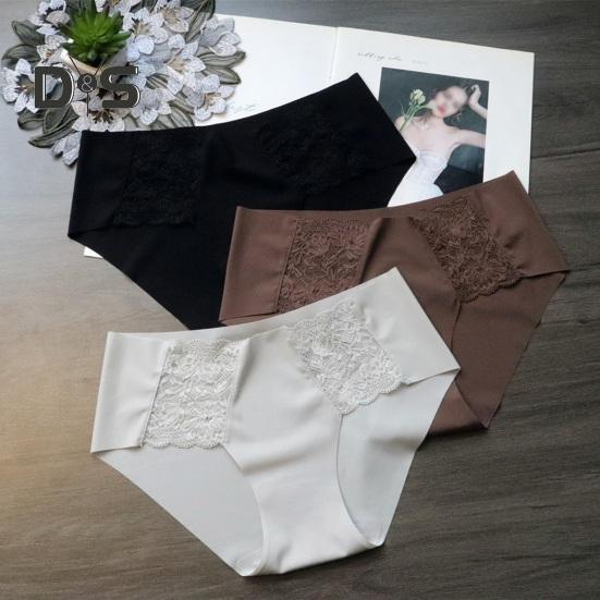 Women's Lace Underwear Seamless Low Waist Briefs Soft Stretchy No Show Bikini Panties Female Invisible Slip Underpants