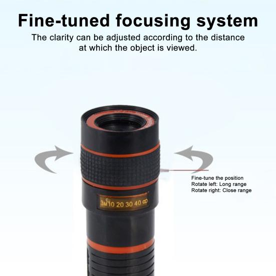 8X Objektiv fotoaparátu telefonu s klipem Lehký Snímání fotografií a videa Mobilní telefon Externí fotoaparát Nástavec objektivu s dlouhým ohniskem Příslušenství k telefonu