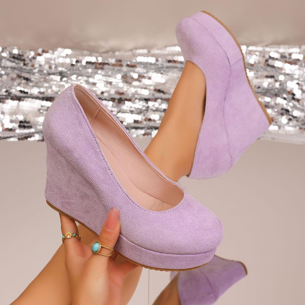 Spring/Autumn Pointed Toe Wedge Heel Shoes for Women, Fashionable Thick Sole Low-Cut High Heels, Women's Shoes 2026