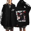 Graphic Print Loose Fit Zip Up Hoodie for Casual Streetwear