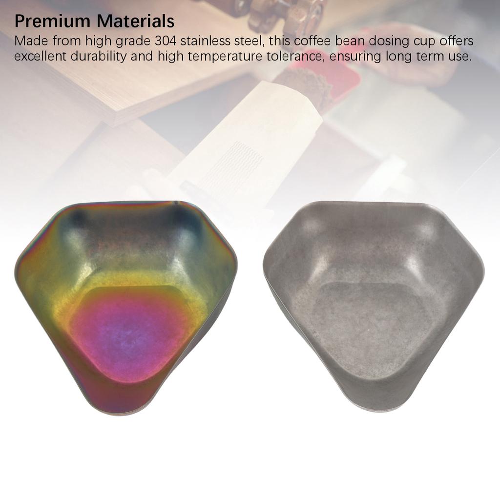 2PCS Coffee Bean Dosing Cup Stainless Steel Coffee Bean Weighing Tray Coffee Powder Spoon Colorful and Retro Color