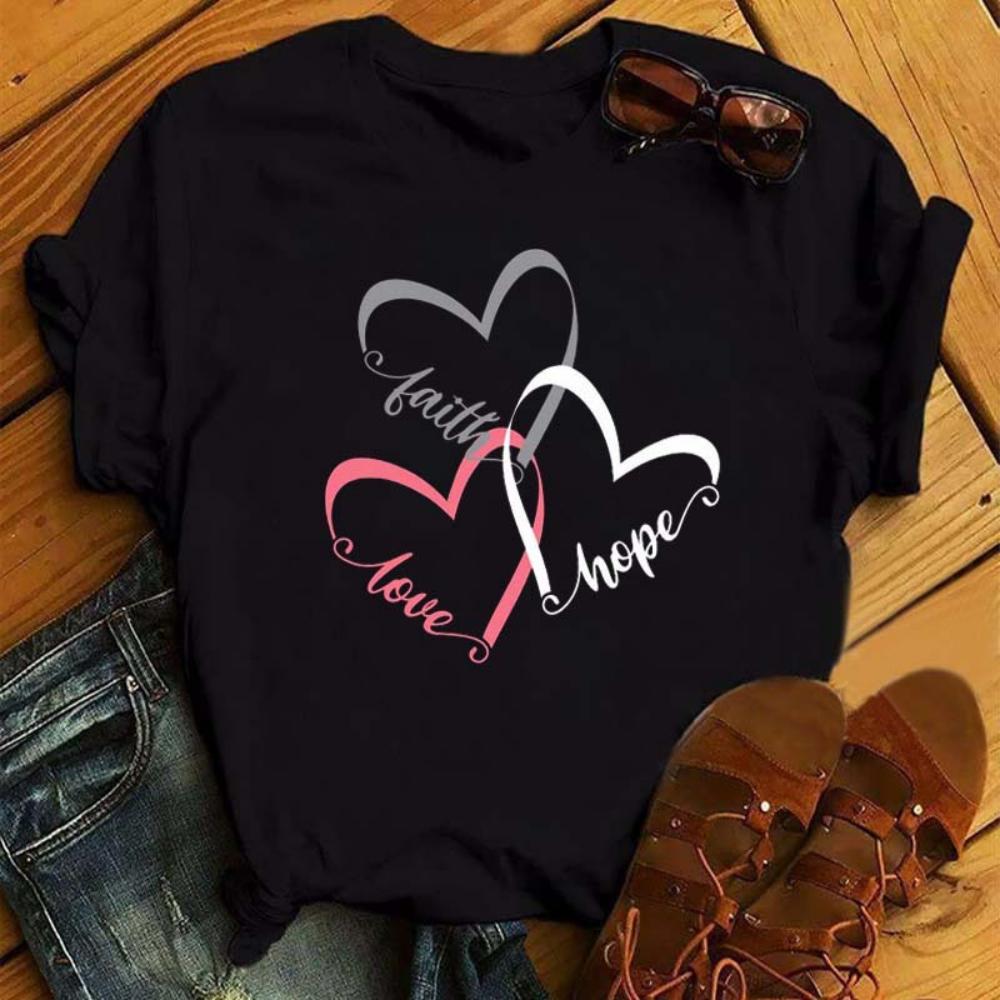 

Модная футболка с принтом букв LOVE, повседневная, с круглым вырезом, летняя, с коротким рукавом, уличный стиль Харадзюку, женский топ S
