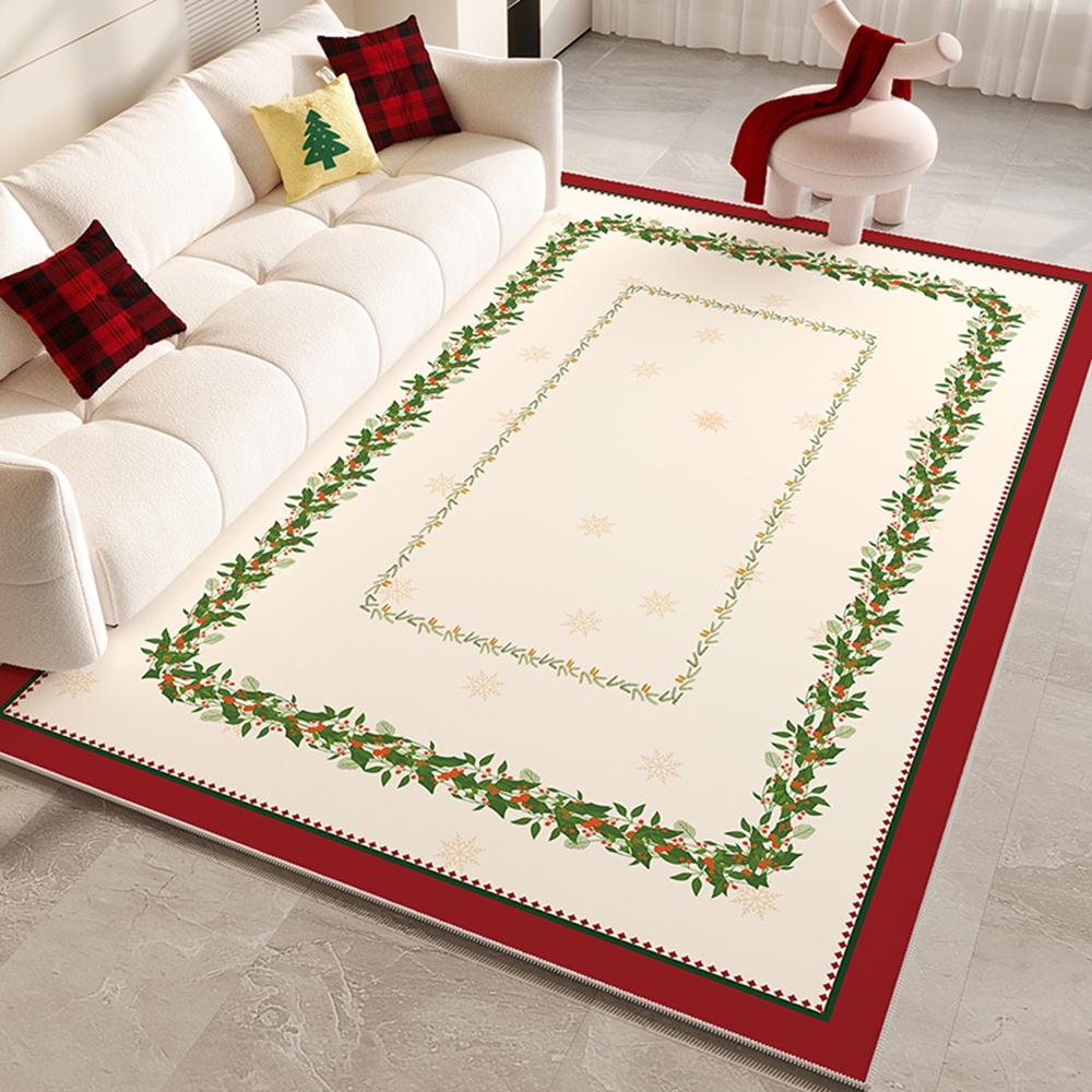 VIKAMA Christmas Winter Large Size Carpet Living Room Bedroom Side Window Rug Slippery Floor Mat Home Decoration