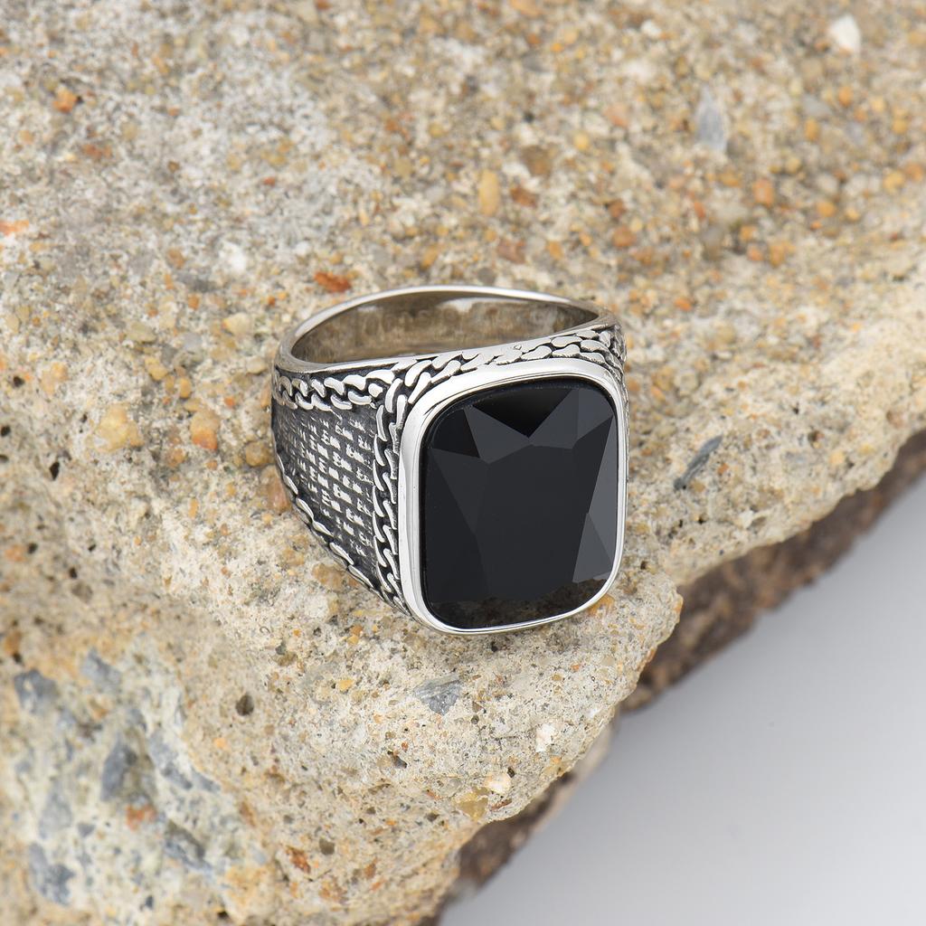 Herren Hochwertige 316L Edelstahl Vielfalt Onyx Ringe Modetrend Schmuck