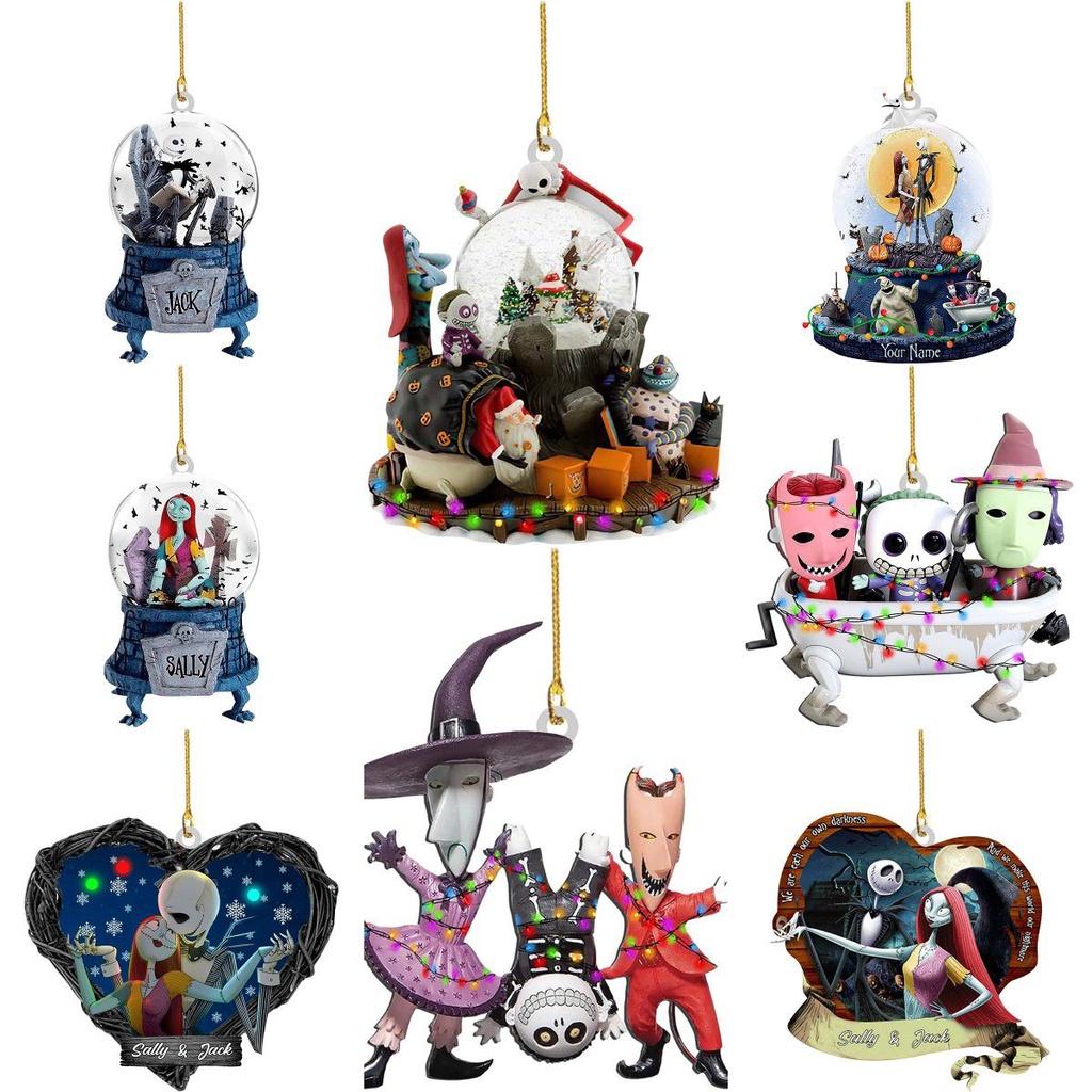 Nightmare Before Christmas Jack Sally Xmas Tree Acrylic Pendant Decoration