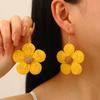 Summer Flower Starfish Dangle Earrings Women Handmade Raffia Dopamine Vacation Style Exaggerated Boho Beach Accessories