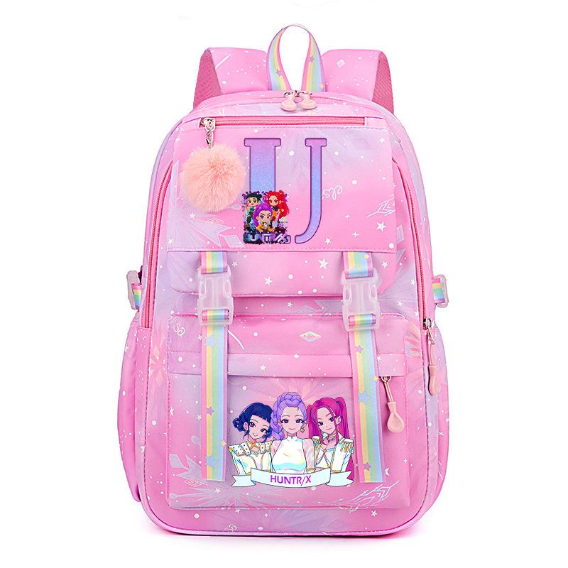 Anime Cartoon Letter Print Small Fresh Rainbow Backpack Korean Version Trend Student Large Capacity Schoolbag