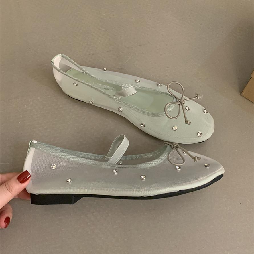 Fashion Bailamos New Brand Women Flat Shoes Fashion Mesh Ladies Elegant Mary Jane Shoes Soft Sole Outdoor Dress Ballerinas