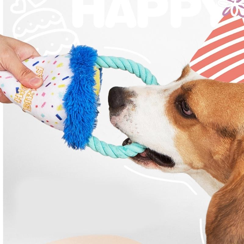 Durability Birthday Themed Dog Chew Toy Machines Washable Dog Chew Toy For Indoor Outdoor Playtimes