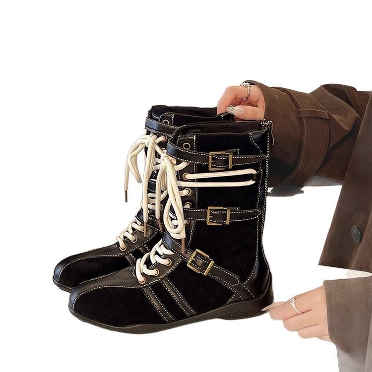 Retro Leather Boxing Boots Women's Autumn 2025 New British Style Martin Boots Maillard Platform Mid-tube Short Boots