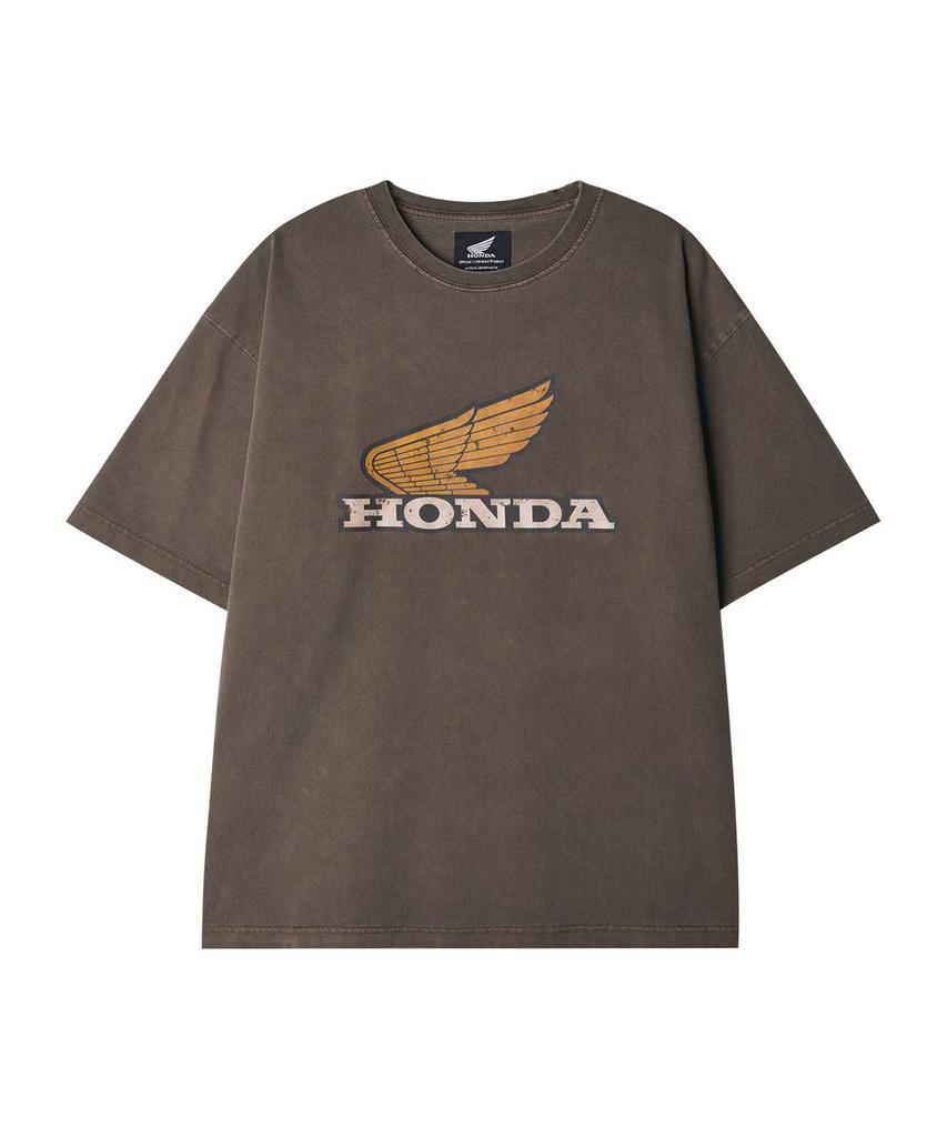 PHYPS MOTORCYCLE Pigment Old Logo Single Half T-Shirts Brown