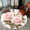 JIT 3D Rose Blume Runder Bereichsteppich - Weicher Polyester Handwaschbarer Teppich für Büro, Zimmer, Garten, Küche, Badezimmer - Elegant Mu