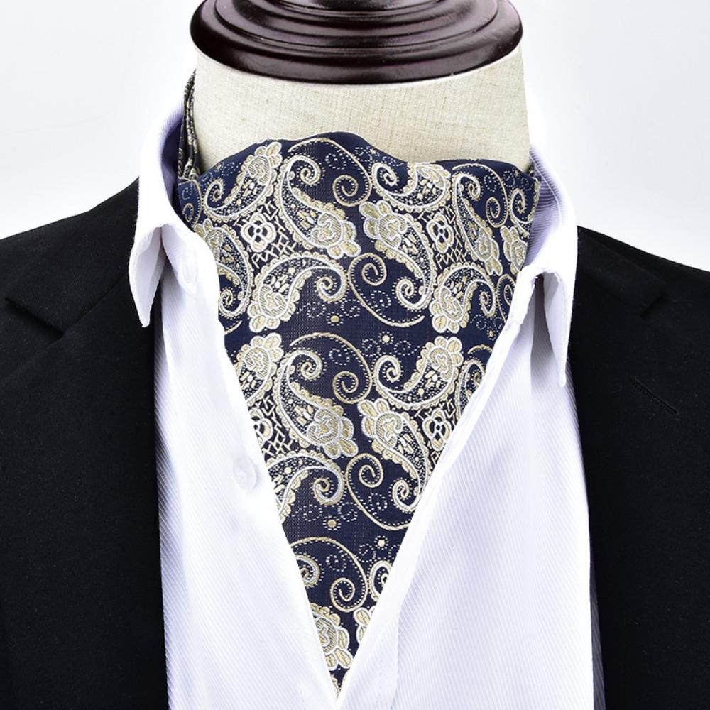 Floral Pattern Ascot Tie Paisley Polka Dot Self Tie Vintage Cravat Tie Wedding Party