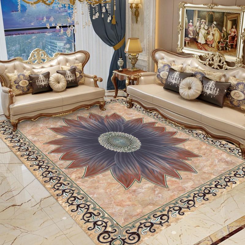 European Classical Carpet Home Printing Living Room Coffee Table Carpet Classical Study Floor Mat Bedroom Bedside Blanket Rug