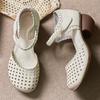 Fashion GKTINOO 2025 Summer Women Shoes New Soft Bottom Genuine Leather Women Sandals Retro Hollow Thick Heels Sandals For Mother