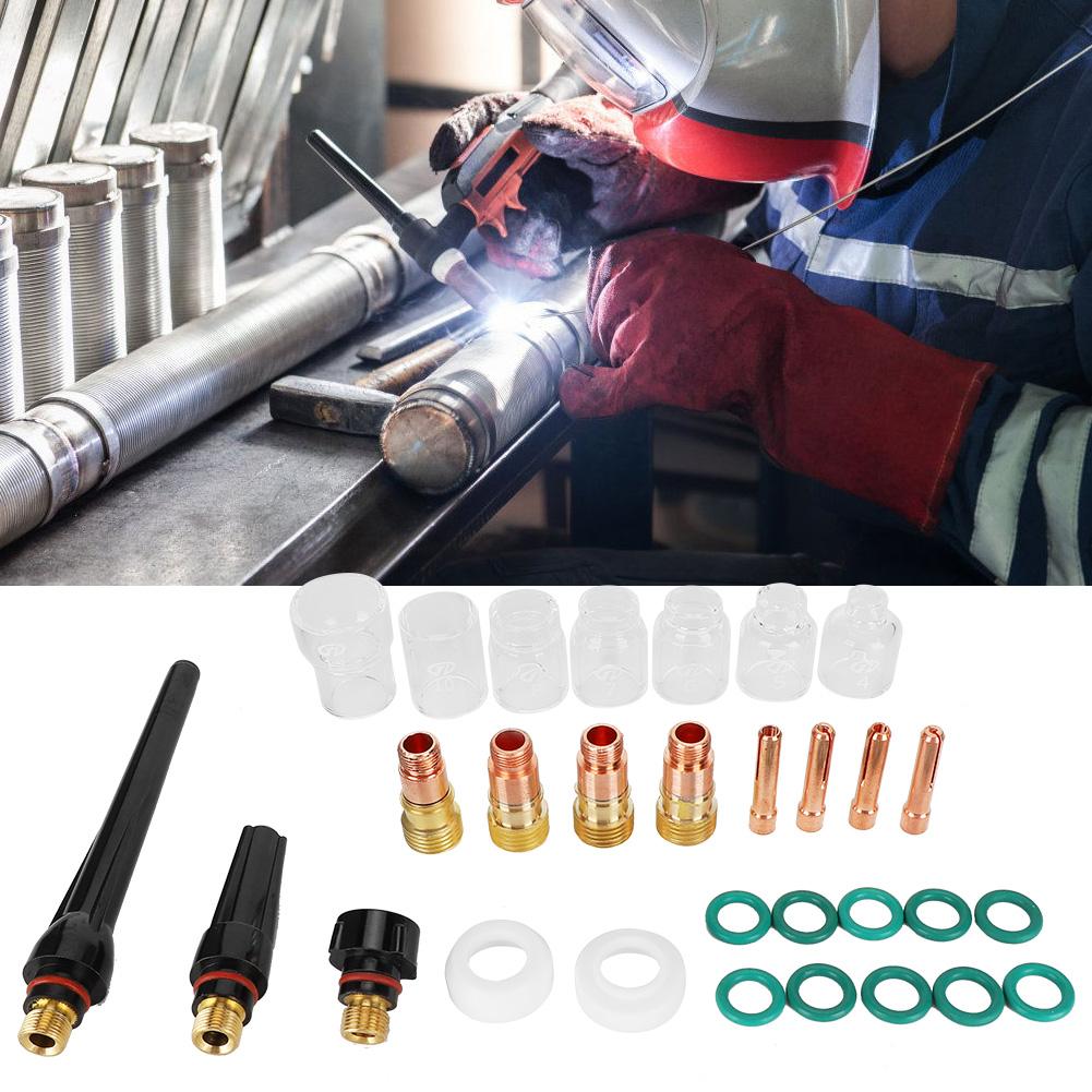 30pcs TIG Glass Cup 4#12# Gas Lens Collet Body Back Cap for WP92025 TIG Welding Torch (30pcs )
