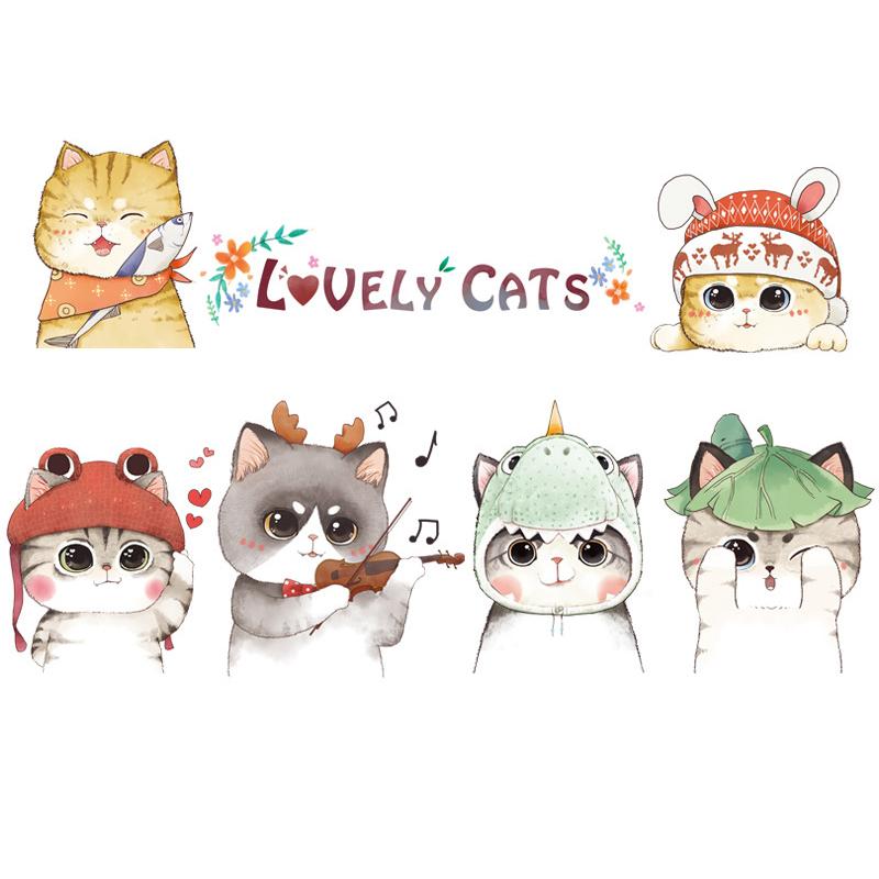 Handgemalte süße Katze Wandaufkleber Home Wohnzimmer Dekor Vinyl Wandkunst Aufkleber