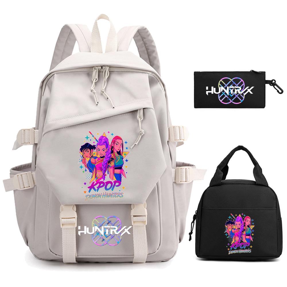 

3Pcs/set Cartoon Cute Kpop Demon Hunters Printed Backpack for Teenger Children Student Large Capacity Schoolbag Girl Gift Women waterproof Travel Bag