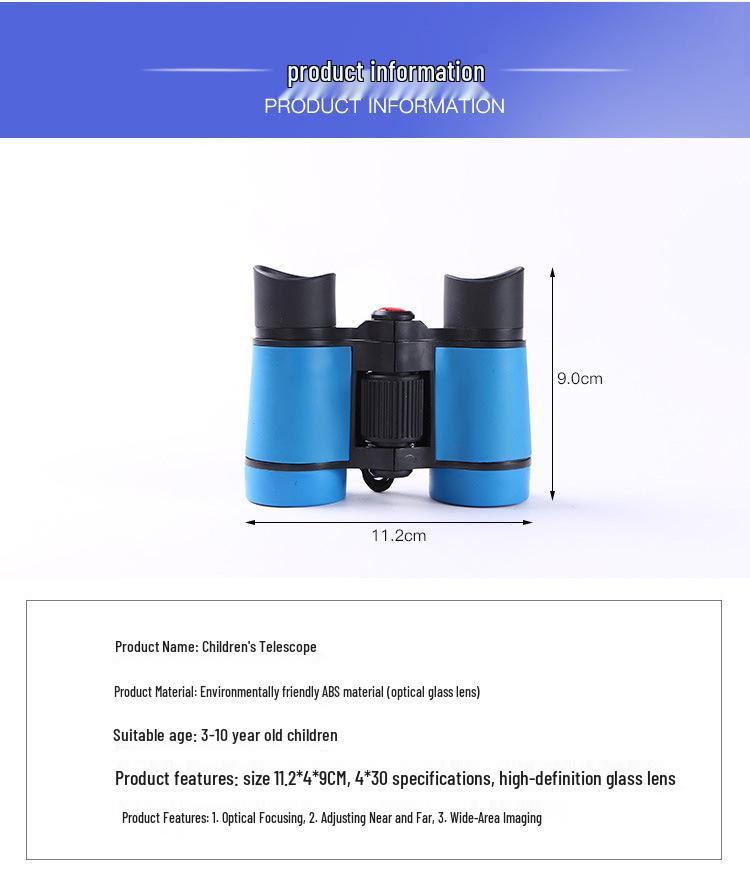 High Magnification HD Kids' Binoculars - 4x30 Children's Outdoor Telescope