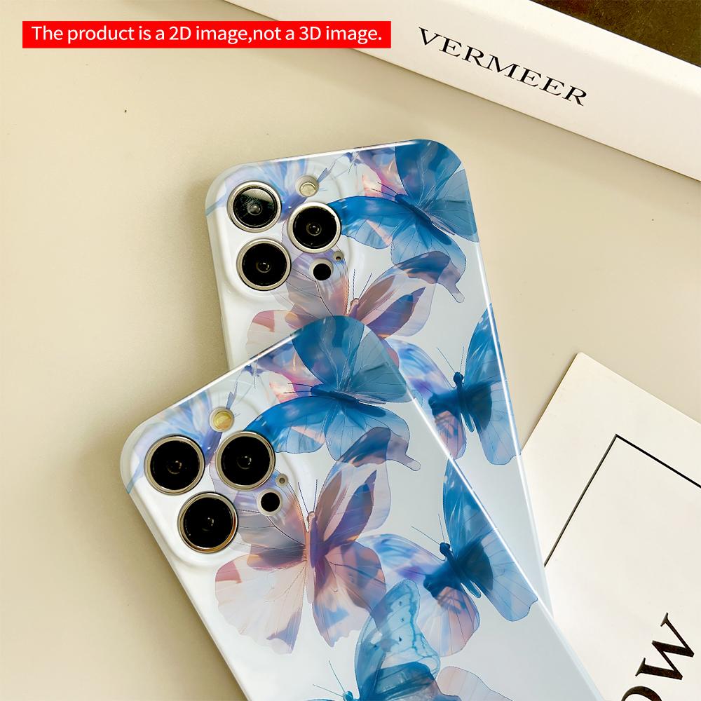 Blue Butterfly Dream Wall Art Phone Case All Inclusive Film Hard Phone Case, Compatible with iPhone 18 Pro Max 17 16 15 14 13 12 11