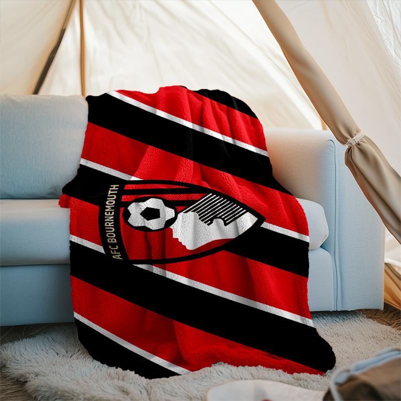1PC Soccer Ball Afc Crest Printed Soft Flannel Blanket Throw for Adult Bedroom Living Room Sofa Camping Travel Fan Gifts Christmas Gifts
